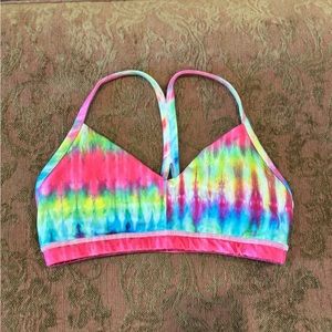 Rainbow tie dye print Fleo workout bra. Size small.